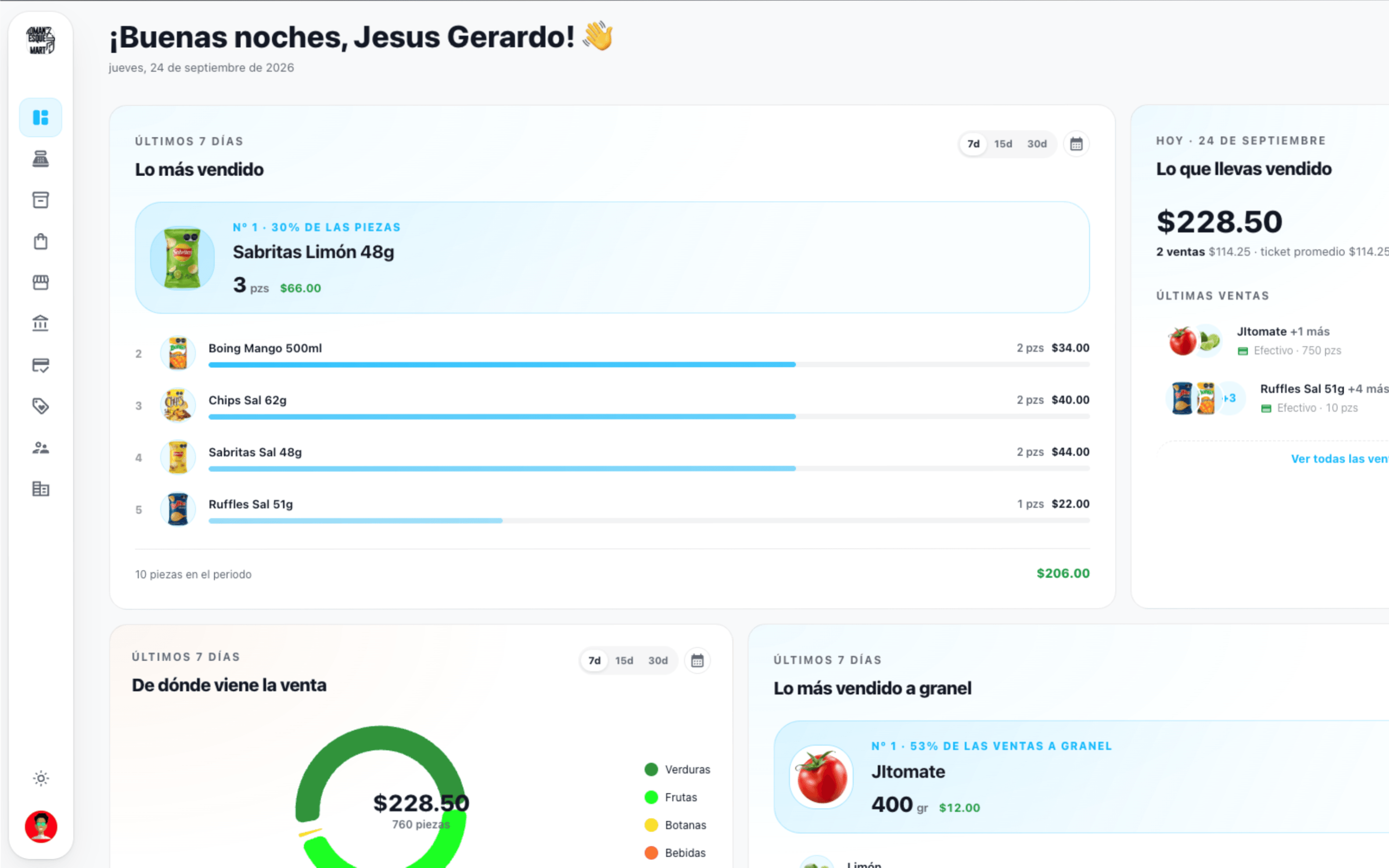 Pantalla de venta de TechSellPro con productos, carrito y total a cobrar